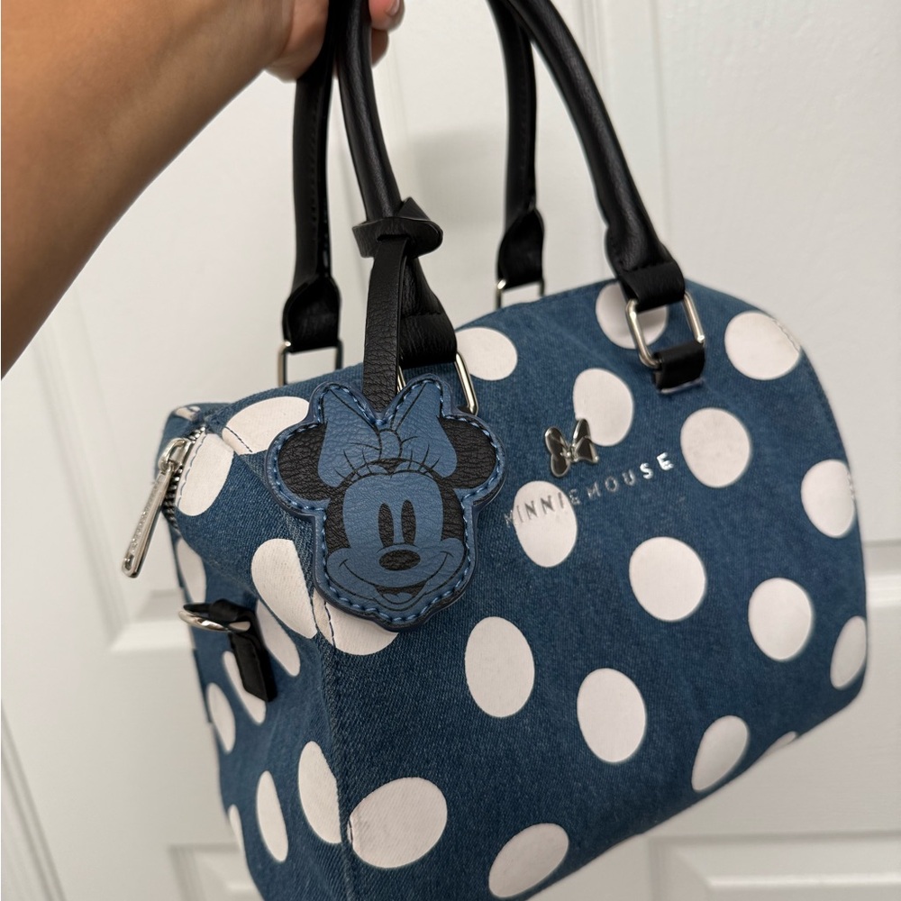 Loungefly Disney Minnie Mouse Denim Polka Dot Duffle Bag
